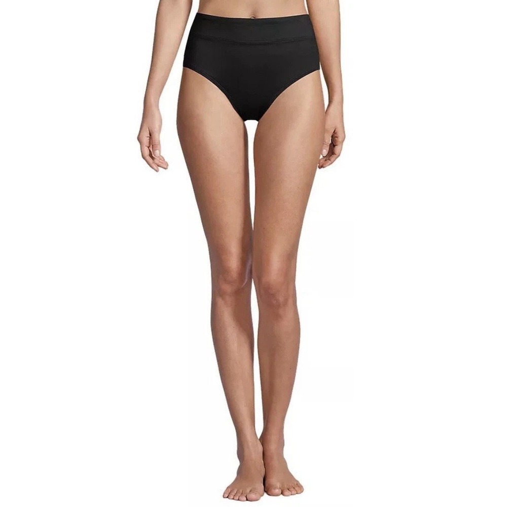 Lands' End Women'sโ Black High Waisted Bikini Bottom Size Large